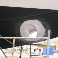 A SIDE-POWER bow thruster unit prepared for installation.
